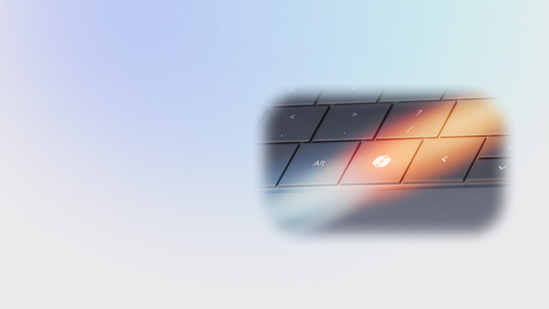 Close up partial view of a keyboard featuring the Copilot key