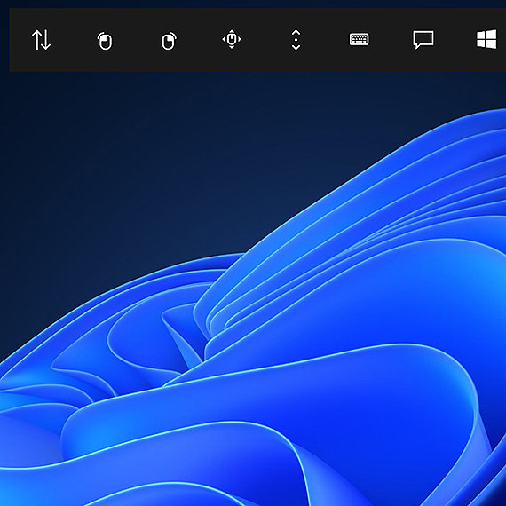 Écran du suivi oculaire avec des boutons de réglage et une illustration « fleur » de Windows 11