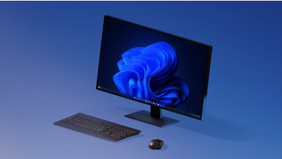 A Windows all-in-one computer on display