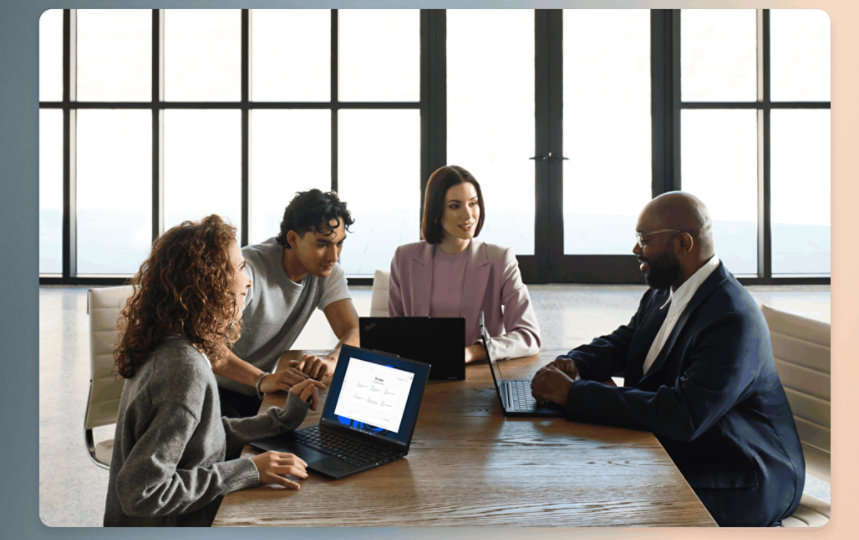 Group of people in a meeting together