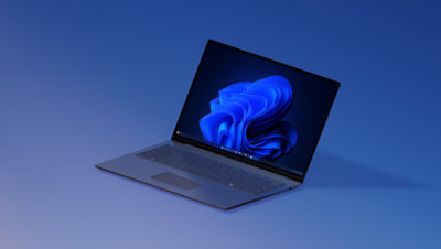 A Windows laptop on display