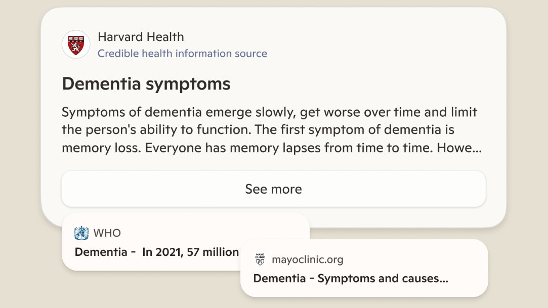 Information in Copilot sourced from credible sources: Harvard Health, WHO, Mayo Clinic