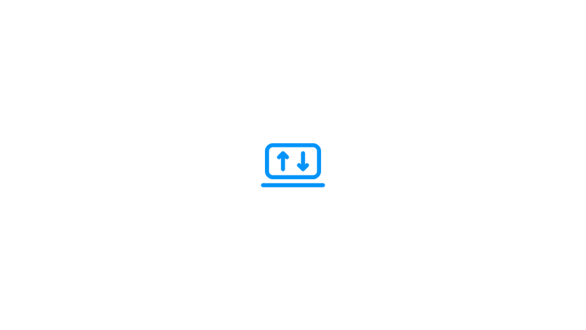 Pantalla de una portátil con un icono de flecha hacia arriba y otro hacia abajo