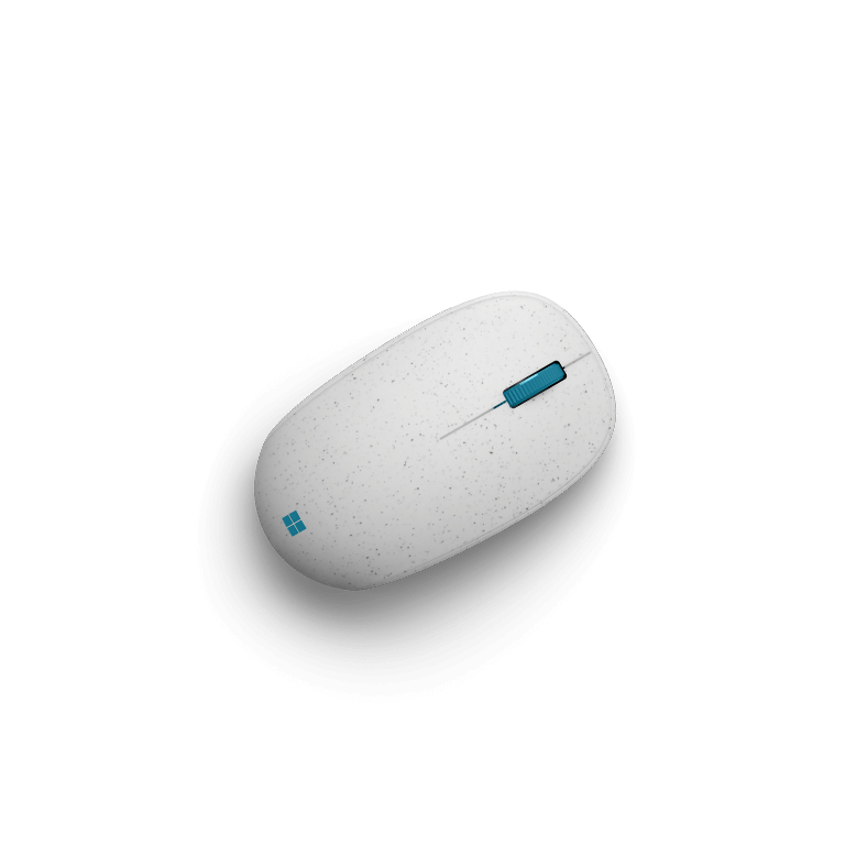 Microsoft Ocean Plastic Mouse shown from above.