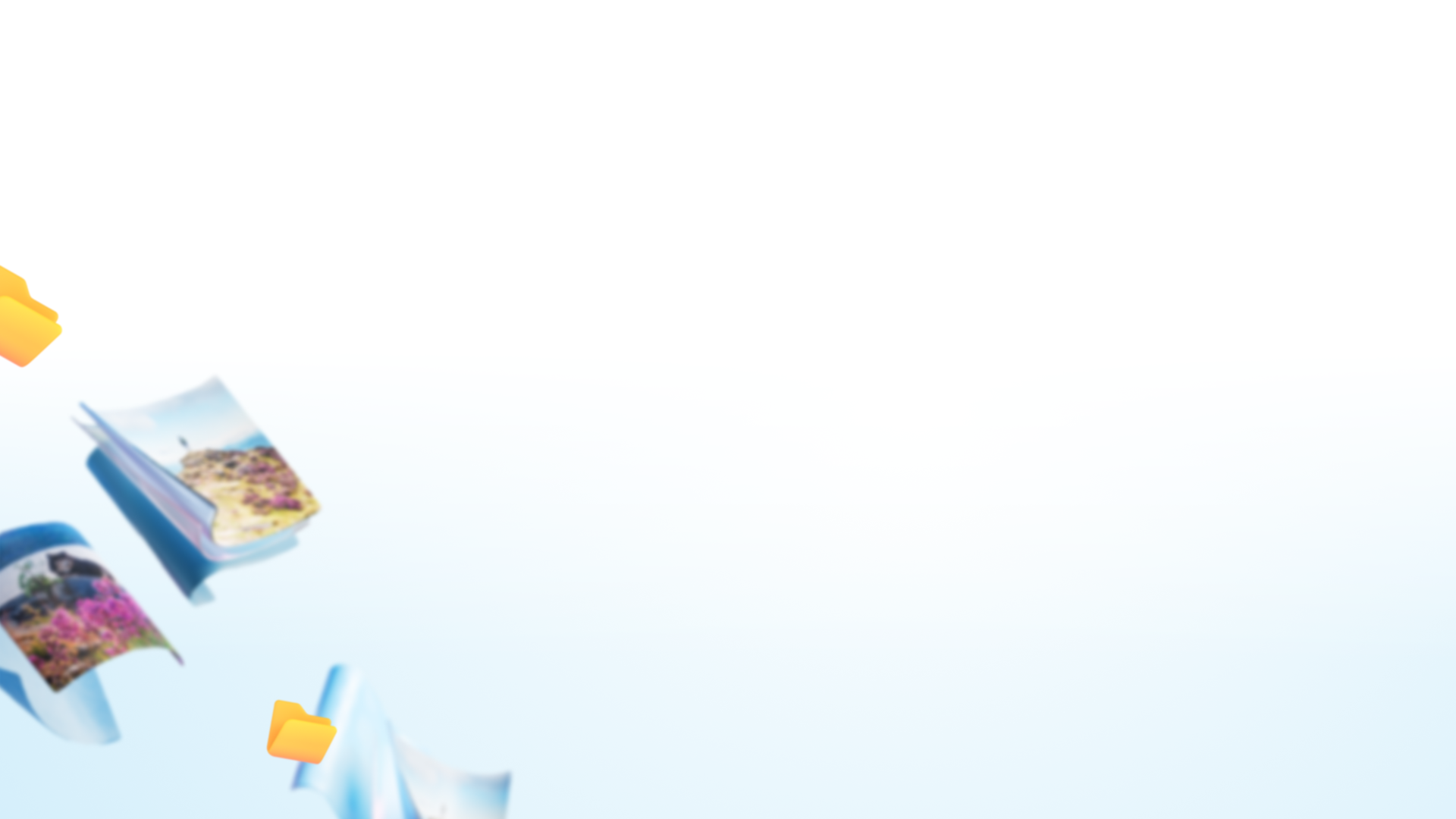 Background image of floating photographs and folders