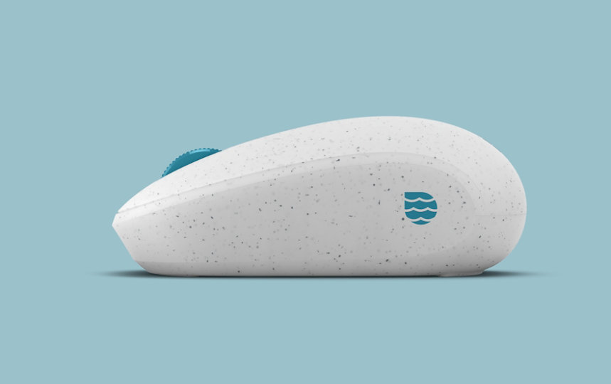 A Microsoft Ocean Plastic Mouse. 