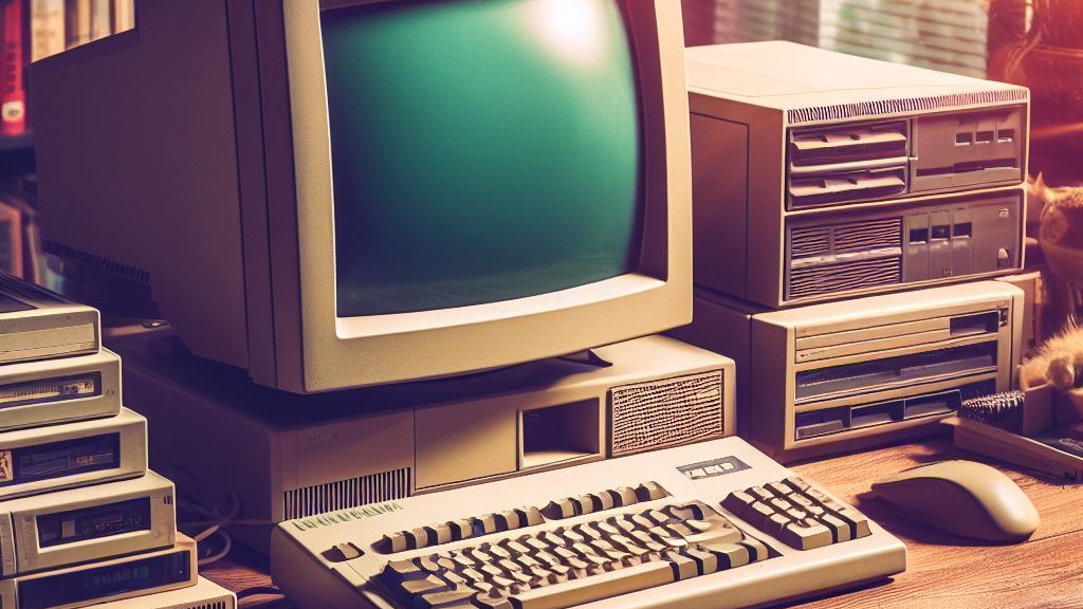 Older computer system sitting on a desk