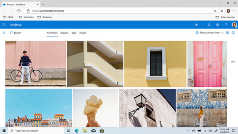 OneDrive-Fenster mit der Registerkarte „Alle Fotos“