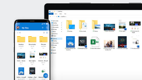 PC and mobile phone OneDrive files