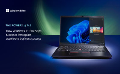 Image of a device keyboard with an individual's hand