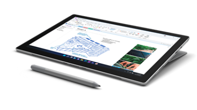 펜 모드의 Surface Pro 7+와 Surface 슬림 펜