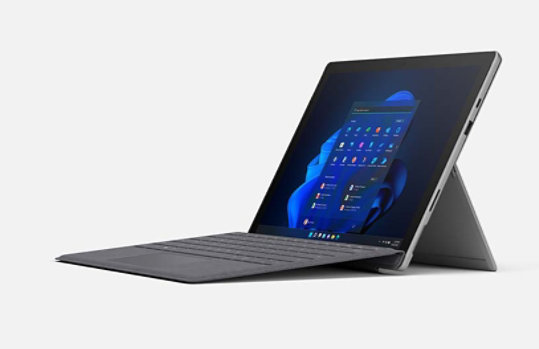 Render of Surface Pro 7+ featuring Windows 11 screen