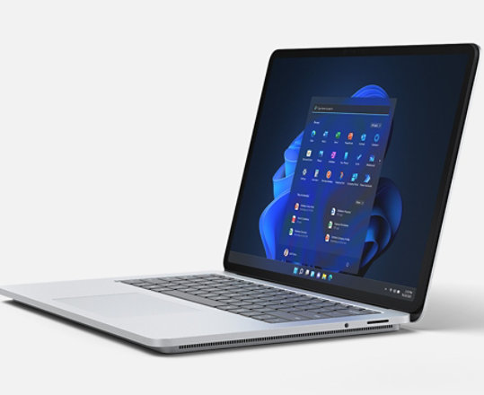 Abbildung eines Surface Laptop Studio mit einem Windows 11-Bildschirm