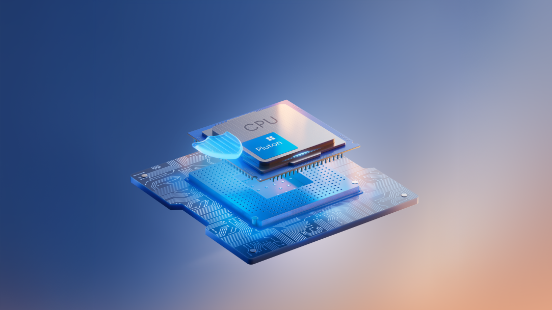 Rendering of a Pluton CPU chip