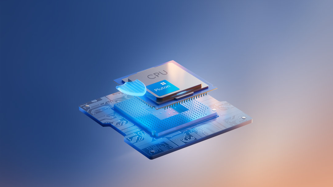 Rendering of a Pluton CPU chip