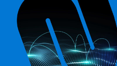 A close-up of blue lines and dots on a black background.