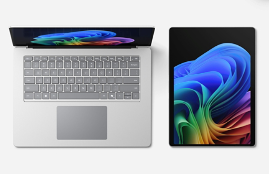 overhead view of two Surface devices