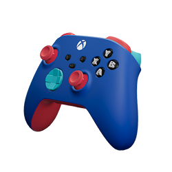 Blue and red Xbox controller