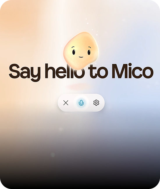 Copilot Mico floating above text that says “Say hello to Mico.”