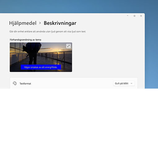 Inställningarna för undertexter i Windows 11