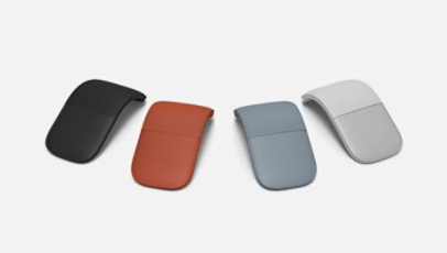 Mouse-ul Surface Arc în versiunile de culoare bleu pastel, roșu mat și gri platină