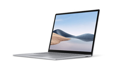 Surface Laptop 4 in platinum from the side