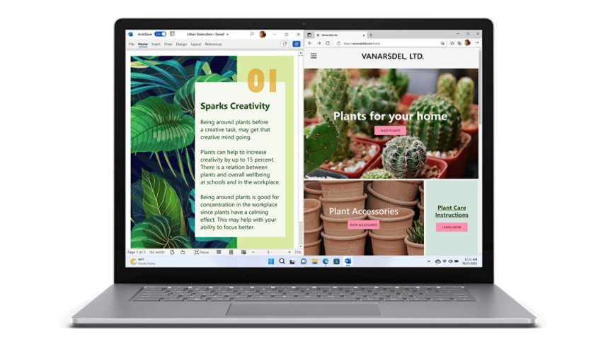 A Surface Arc Mouse for Business in the curved position and a Surface Arc Mouse for Business in the flat position. 