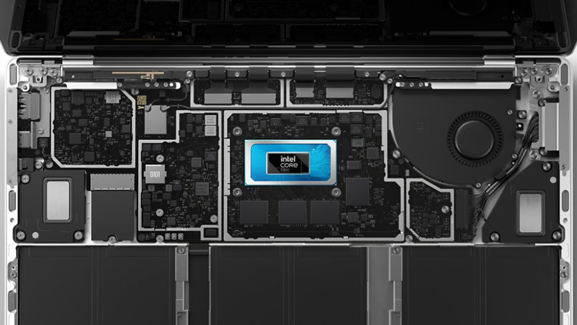 Presentación en escala de grises de los componentes internos de Surface Laptop 6