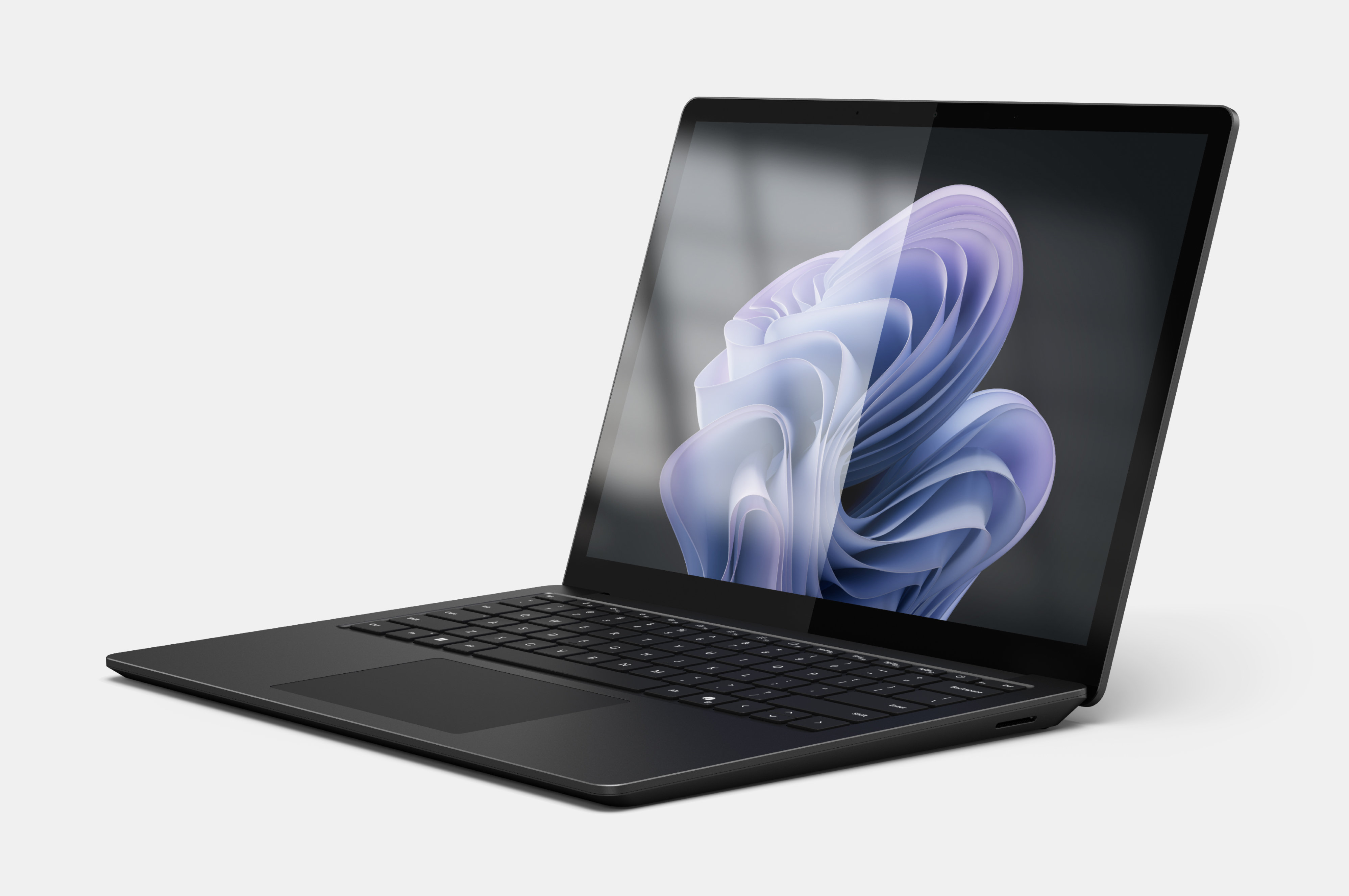 Immagine di Surface Laptop 6 che mostra lo schermo con e senza l'effetto antiriflesso