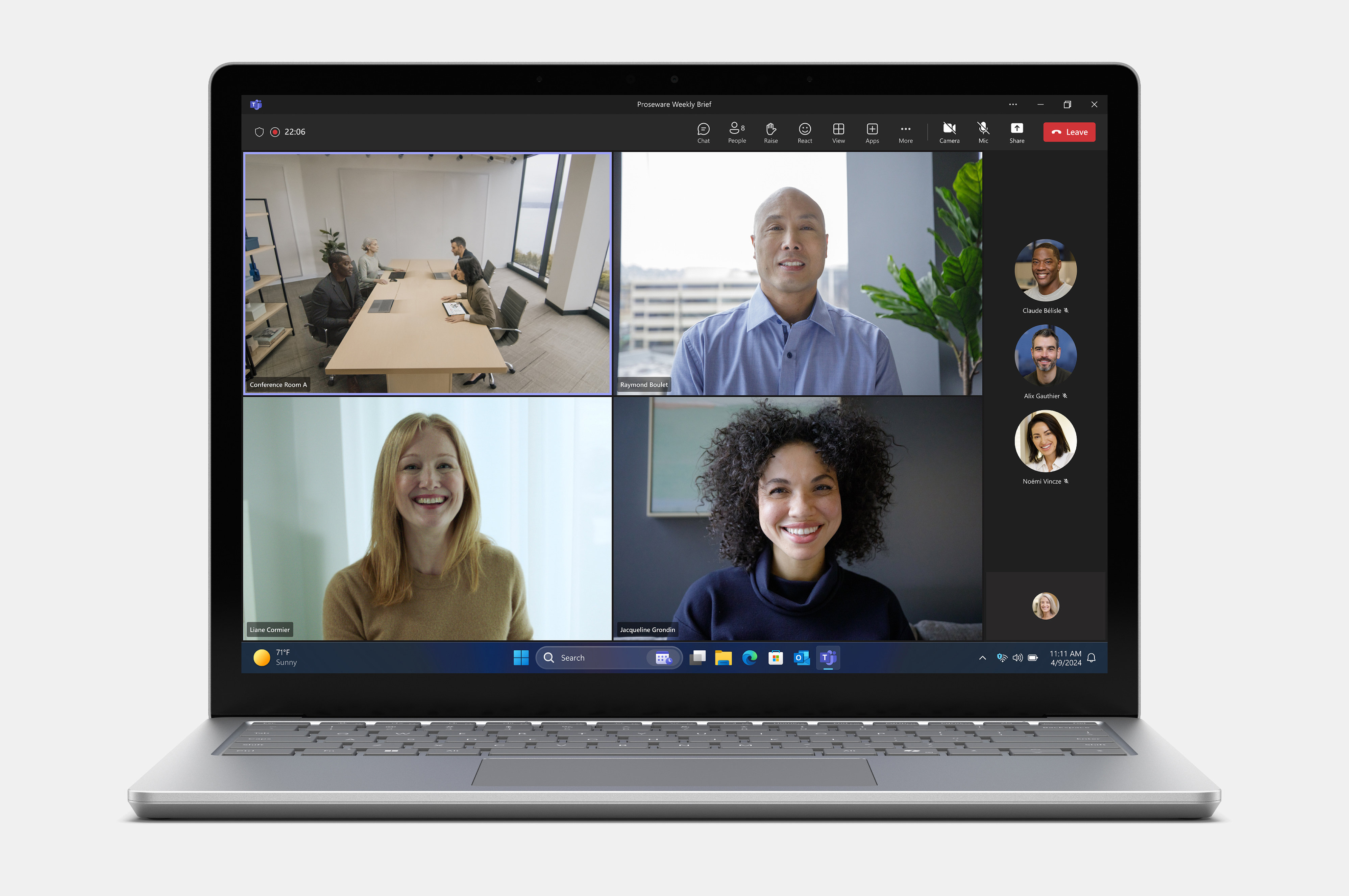 Wygenerowany cyfrowo obraz laptopa Surface Laptop 6 wyróżniający zintegrowaną kamerę w ramce urządzenia