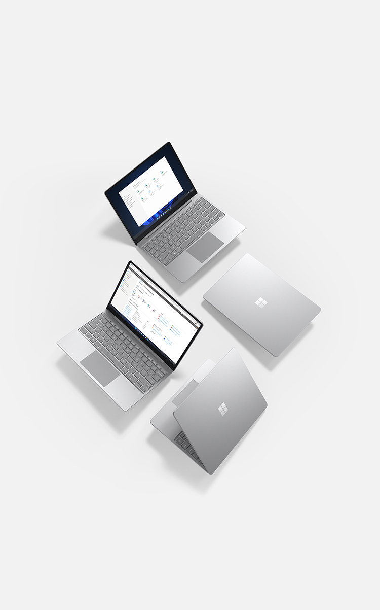 Surface Laptop Go 2 i forskellige positioner