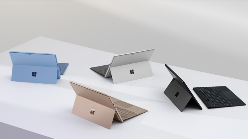 Surface Pro 11ᵗʰ Edition in black, platinum, sapphire, and dune colors
