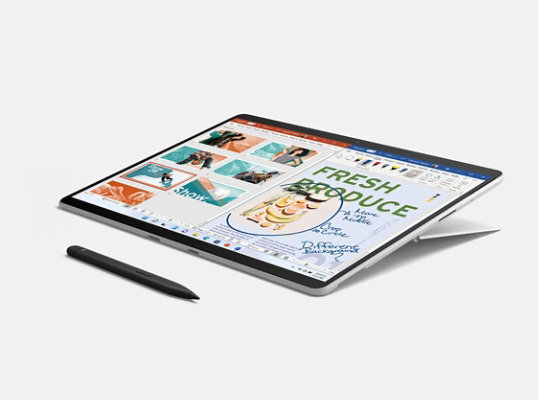 Surface Pro X shown with Surface Pen.