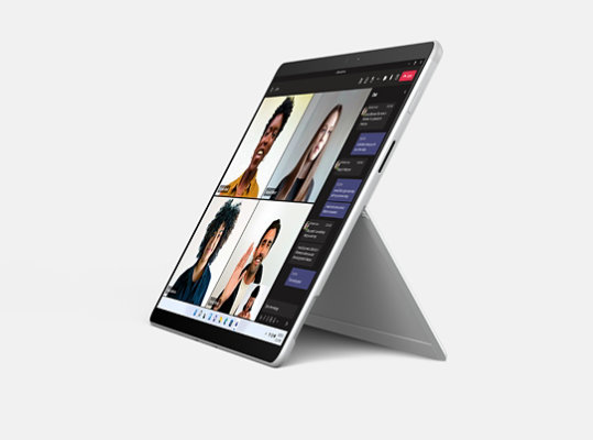 Surface Pro X shown in kickstand mode.