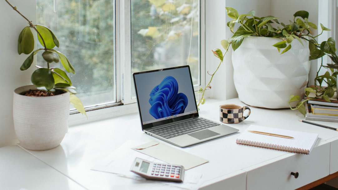 Surface computer on a white desk