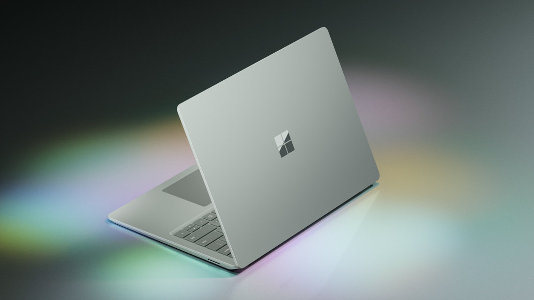 Surface laptop 5 on black and colorful background