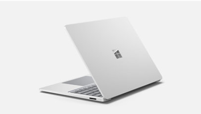 A Surface Laptop device from the back and at an angle