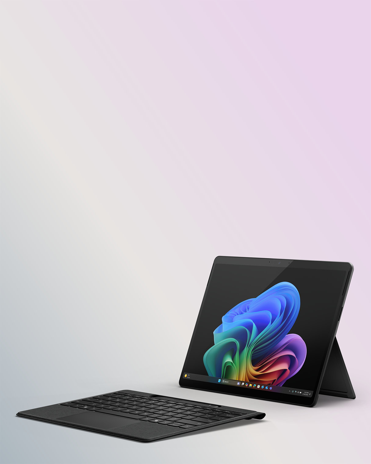 Een afbeelding van de Surface Pro in tabletmodus met verwijderd toetsenbord