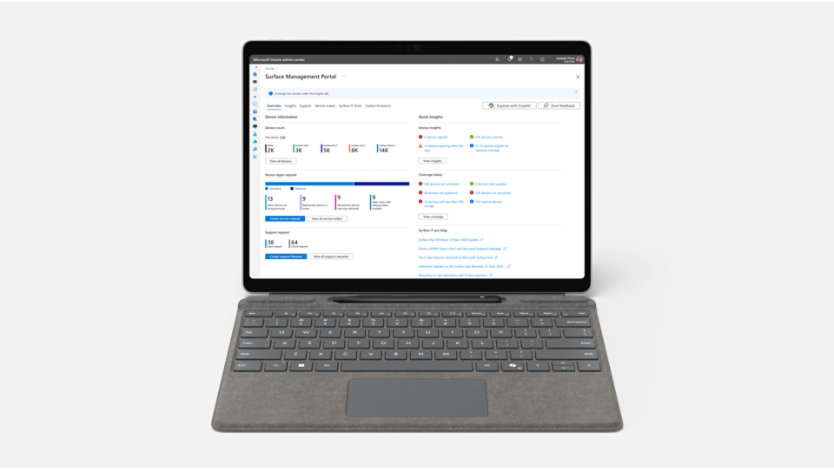 A Surface device sitting open and front-facing