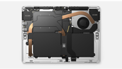 A Surface device image showing the inside of the device