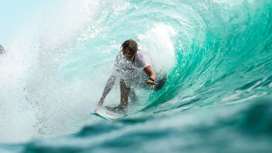 Surfer riding a wave