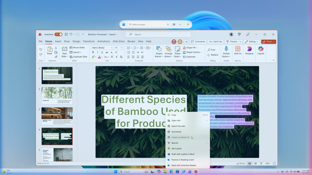 The Click To Do feature offers quick shortcuts to handy AI commands like creating a bulleted list and summarizing