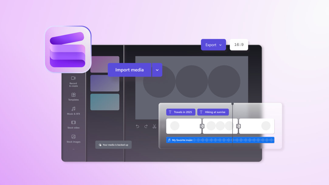 The Clipchamp app UI/UX for Windows PC