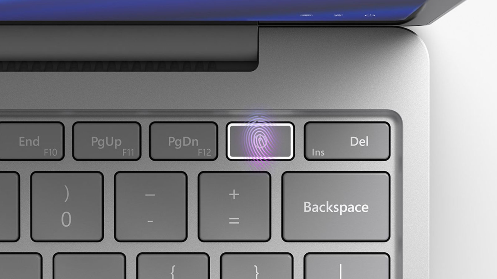 Netzschalter mit Fingerabdruckleser bei ausgewählten Modellen des Surface Laptop Go