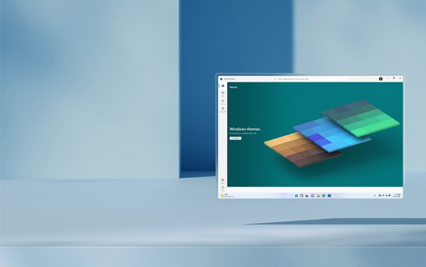 שלוש דוגמאות צבע של אריחים צבעוניים להתאמה אישית של שולחן עבודה של מחשב Windows
