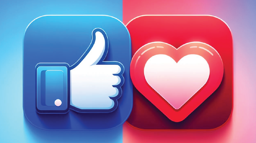 Thumbs-up and heart icons on a gradient background