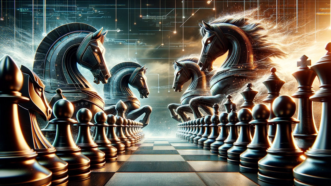 Up-close image of digital chess game