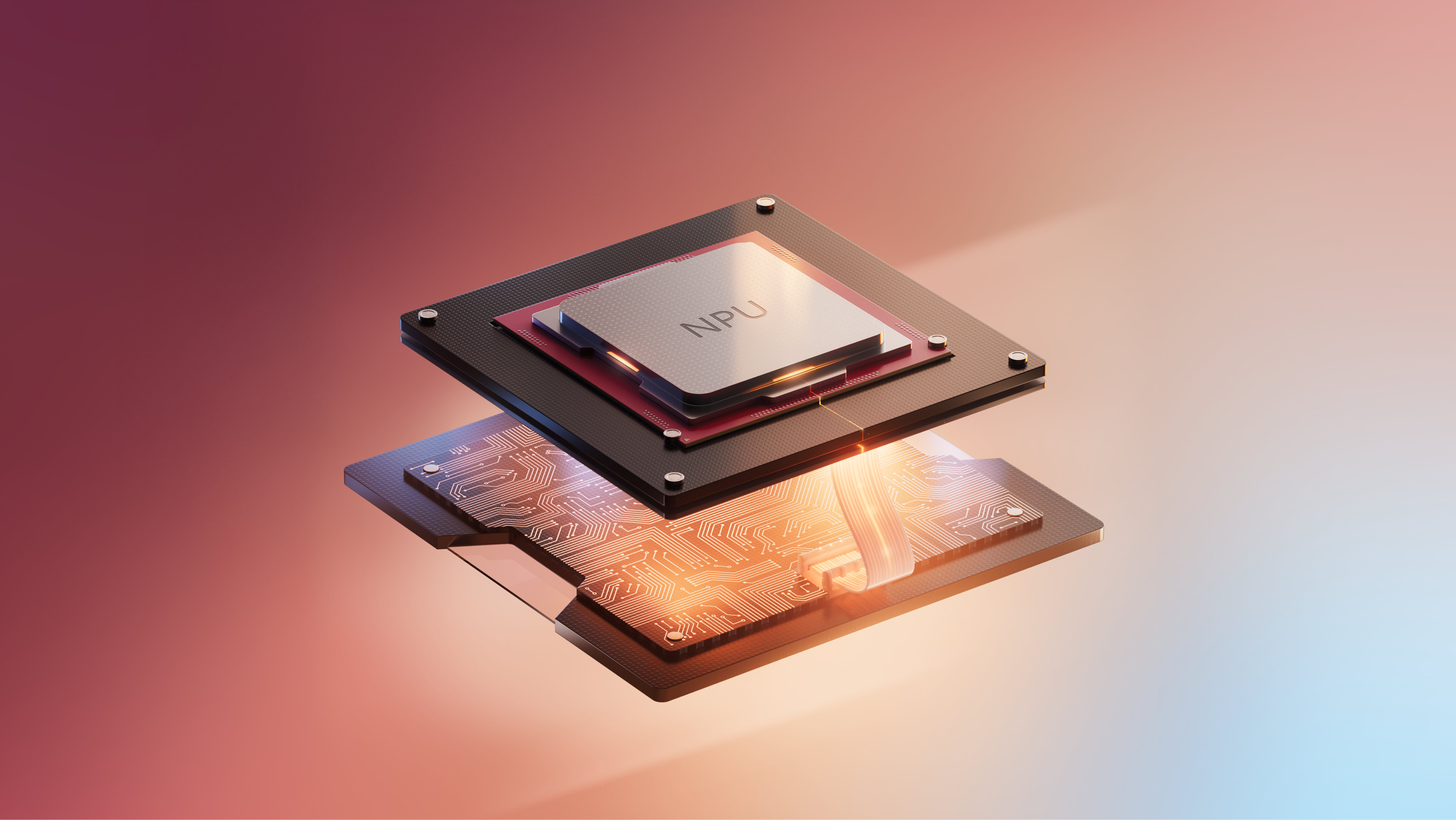 Conceptual picture of a Neural Processing Unit (NPU) computer chip