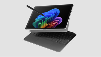 View of a 2-in-one device with a stylus