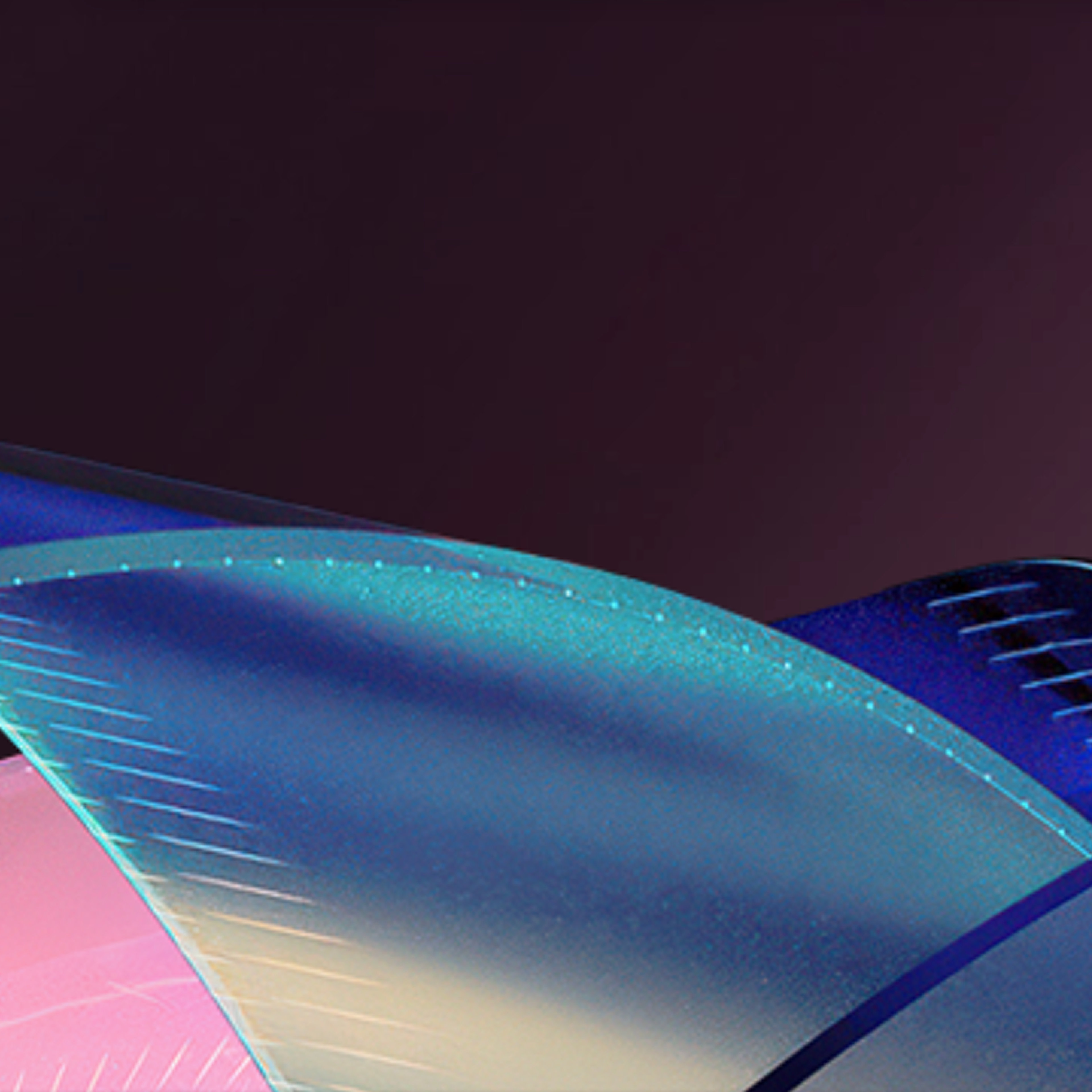 Abstract pink and blue design on a dark gradient background